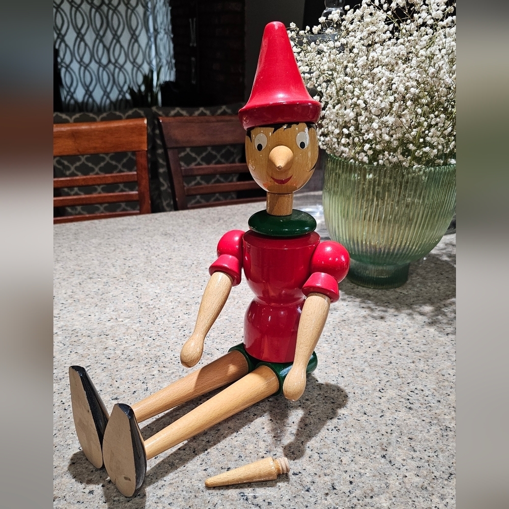 RARE Amazing Italian Wooden Classic Pinocchio Toy By GIOCATTOLI BREVETTATI